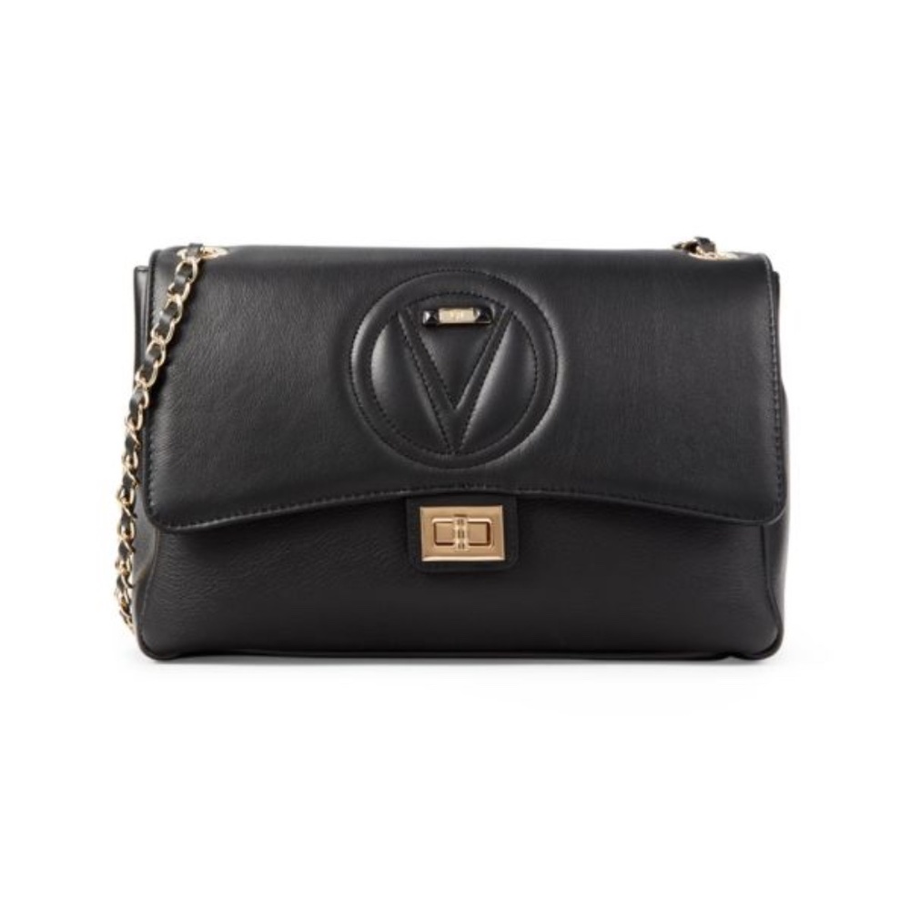 VALENTINO Black Posh Leather Shoulder Bag